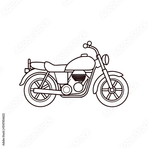 Classic motorcycle line art isolated on white background