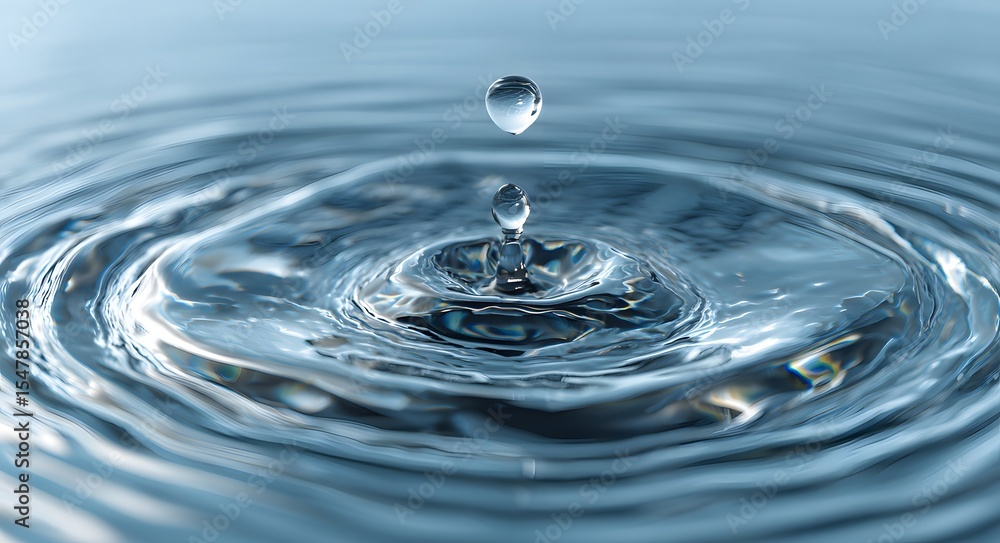 Water droplet falling into water scene, advertising banner Water droplet falling into water scene, advertising banner