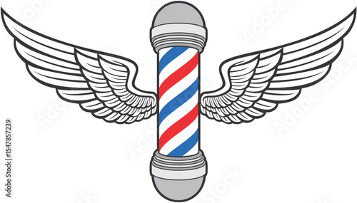 Barber Pole with Wings. Barbershop Salon.