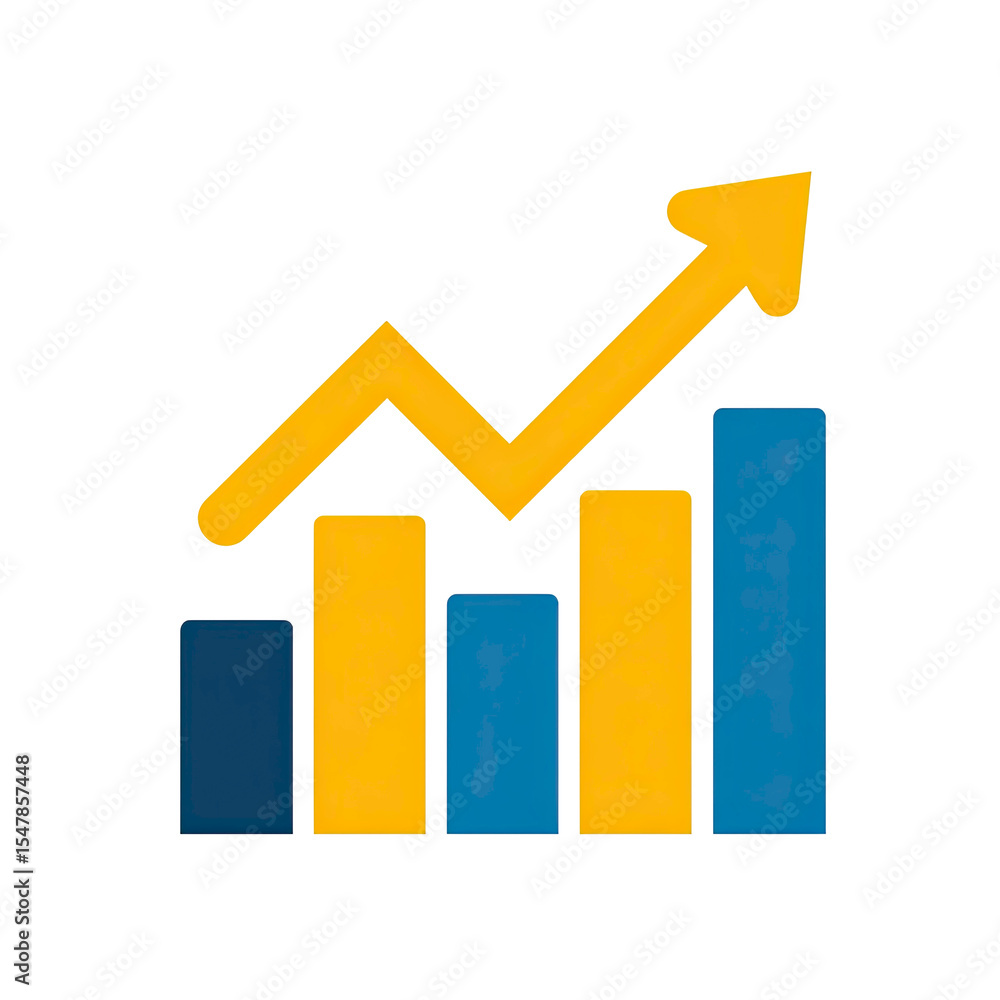 Colorful Bar Chart with Upward Arrow Indicating Growth on Transparent Background Colorful Bar Chart with Upward Arrow Indicating Growth on Transparent Background