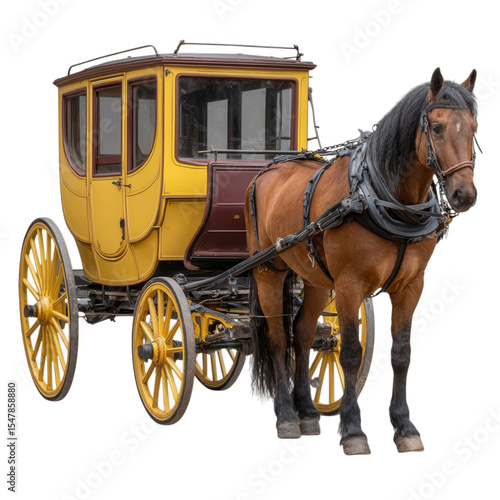 Horse drawn carriage vector graphic isolated on transparent background