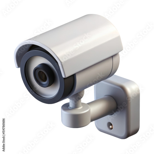 3d rendering of white security camera plastic style icon isolated on transparent background surveillance system