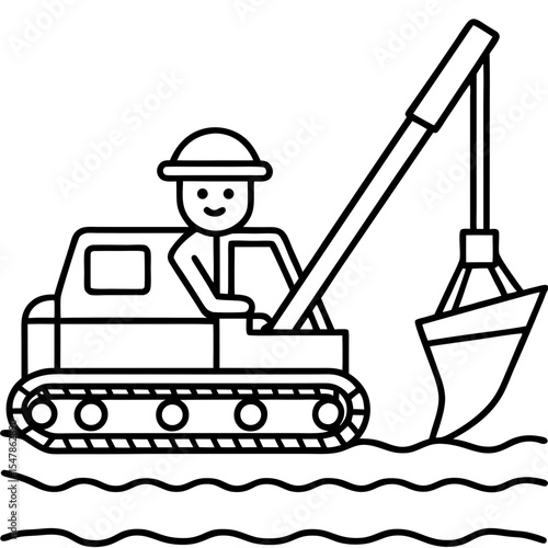 Canal Digger line art vector