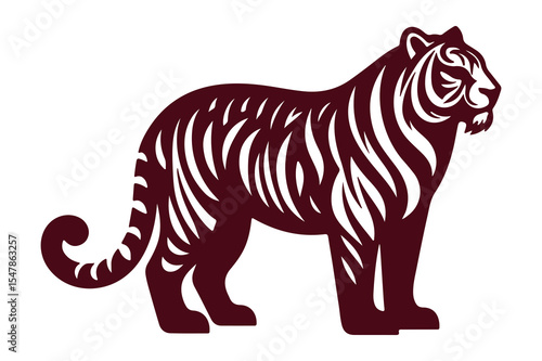 Stylized tiger silhouette isolated on white background