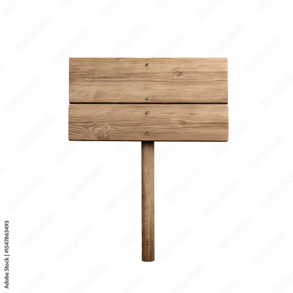 Wooden signboard isolated on white for custom message design Wooden signboard isolated on white for custom message design