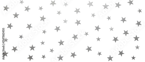 Shimmering silver stars scattered across transparency background create magical and enchanting atmosphere, perfect for various creative projects
