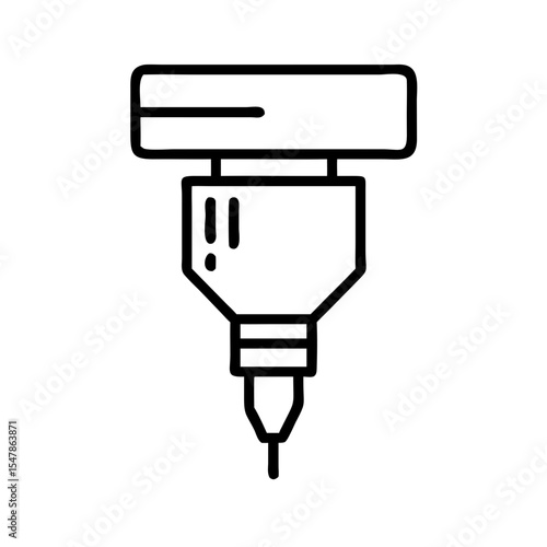 Printer nozzle in minimalist black line design  