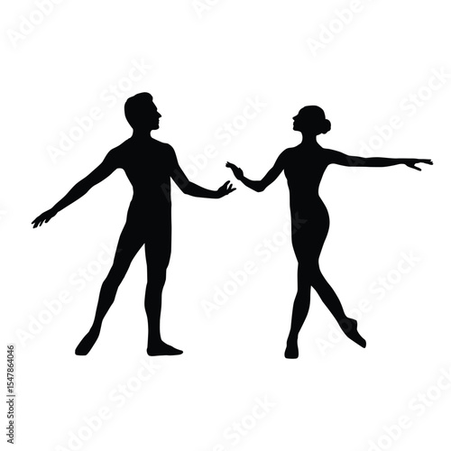 Silhouette of Male and Female Ballet Dancers in Graceful Posed Performance