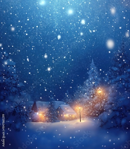 Art snowy christmas magic lights background