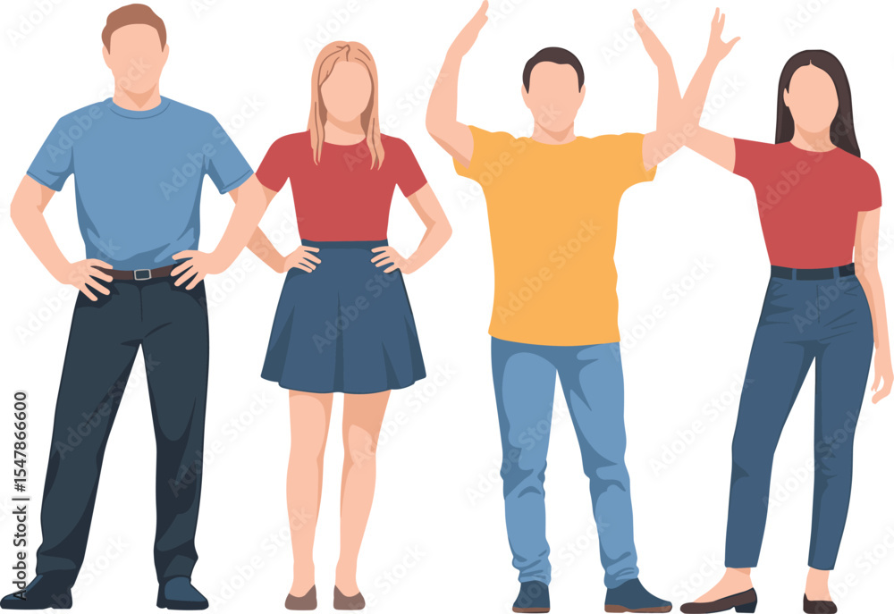 Teamwork and Collaboration Illustration Featuring Diverse Characters in Casual and Professional Attire Teamwork and Collaboration Illustration Featuring Diverse Characters in Casual and Professional Attire