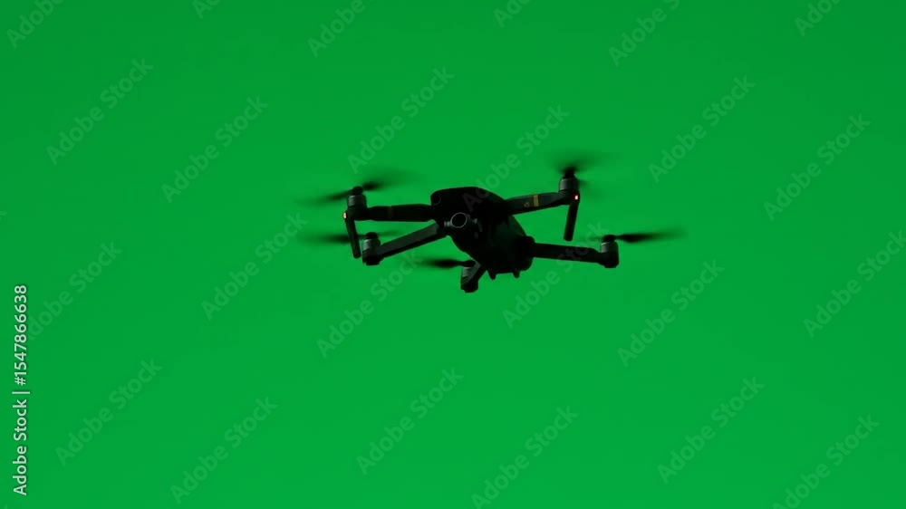 Drone Flight Against Green Screen Background Drone Flight Against Green Screen Background