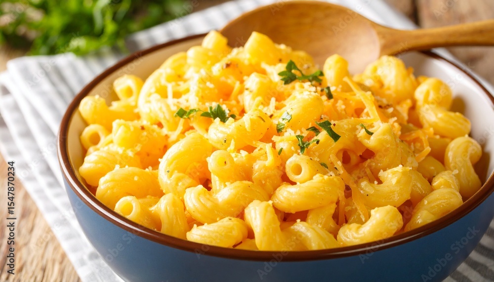 Closeup of a Bowl of Creamy Mac and Cheese Topped with Grated Cheese and Served with a Wooden Spoon – Rich, Comforting, and Delicious Homemade Dish in Warm, Rustic Setting Closeup of a Bowl of Creamy Mac and Cheese Topped with Grated Cheese and Served with a Wooden Spoon – Rich, Comforting, and Delicious Homemade Dish in Warm, Rustic Setting