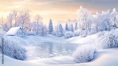 Wallpaper Mural A peaceful countryside covered in ice and snow Torontodigital.ca