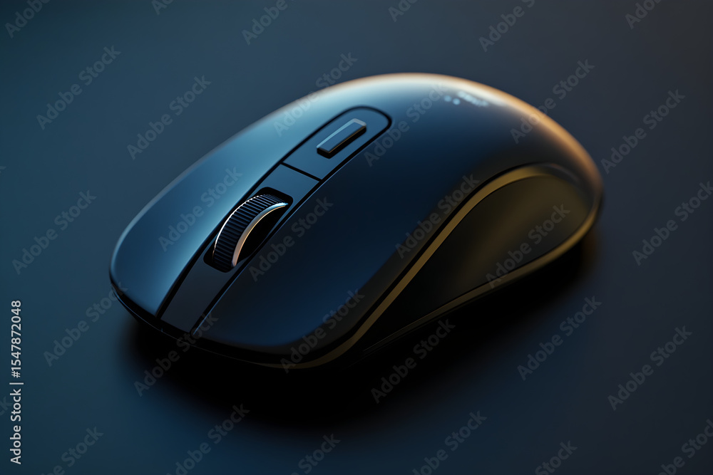 Sleek Black Wireless Computer Mouse on Dark Surface Sleek Black Wireless Computer Mouse on Dark Surface