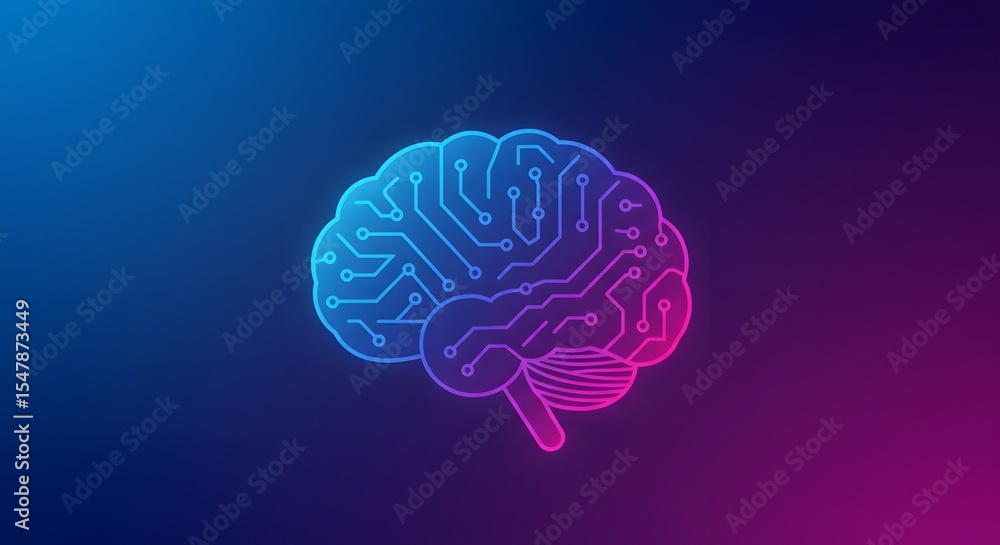 An artistic representation of an human brain with digital circuits An artistic representation of an human brain with digital circuits
