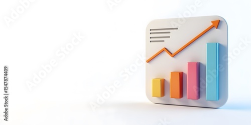 3D Graph on Report – Financial Growth and Business Analytics Concept