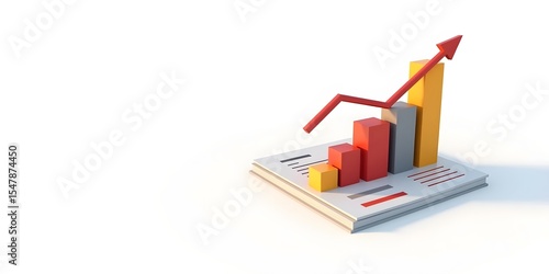 3D Graph on Report – Financial Growth and Business Analytics Concept