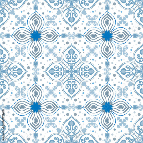 Blue color Seamless pattern, can be used for textile , wallpaper, clothing.