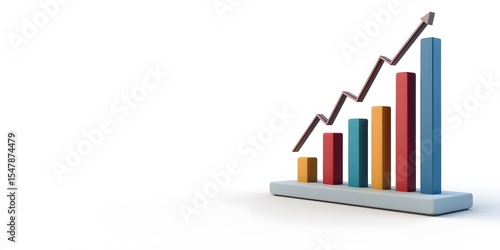 3D Graph on Report – Financial Growth and Business Analytics Concept