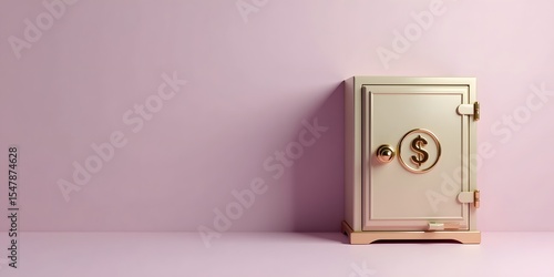 3D Metallic Safe with Dollar Symbol – Finance and Security Concept Illustration