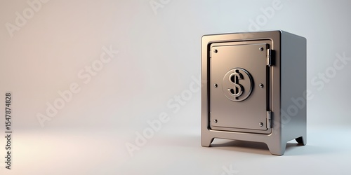 3D Metallic Safe with Dollar Symbol – Finance and Security Concept Illustration