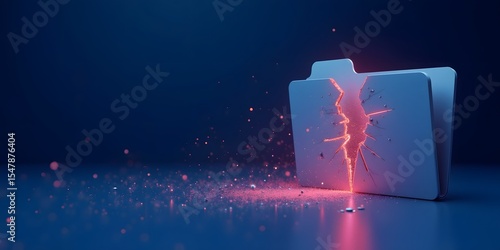 Naklejka Corrupted Digital Folder with Data Leak