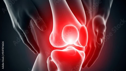 Knee Pain Animation with Red Hot Spot Medical Visualization Concept
