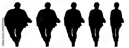 Conceptual fat overweight obese female vs slim fit healthy body after weight loss or diet on white background banner. A  fitness, nutrition or obesity, health shape illustration vector as silhouettes