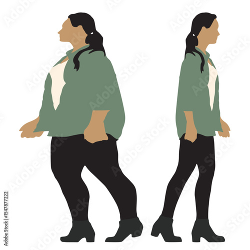 Conceptual fat overweight obese female vs slim fit healthy body after weight loss or diet on white background. A  fitness, nutrition or obesity, health shape illustration vector as silhouettes
