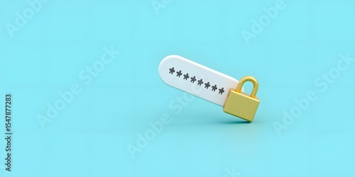 3D Password Protection Icon – Secure Login Concept with Lock