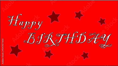 Birthday Card with Stars and red Background