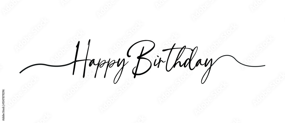 elegant happy birthday calligraphy text in black on white background for celebration use elegant happy birthday calligraphy text in black on white background for celebration use