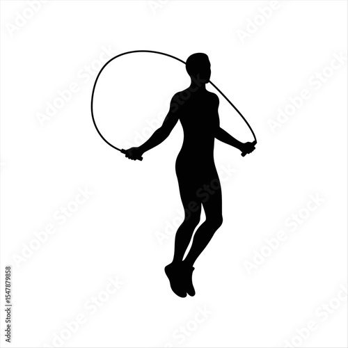 silhouette of a man jumping on rope