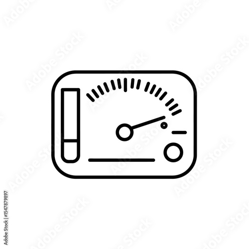 Simple line drawing of an analog gauge or meter, indicating a moderate reading.