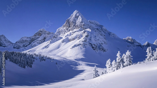Wallpaper Mural Stunning winter mountain scenery with pristine snow and a brilliant blue sky. Torontodigital.ca