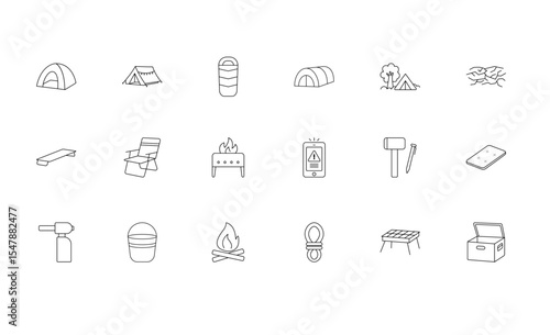 Realistic Camping Outdoor Icon Set