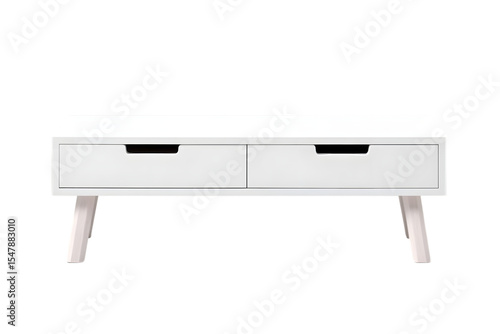 wooden TV table isolated on white background . TV Stand . TV cabinet . Ai Generated Images