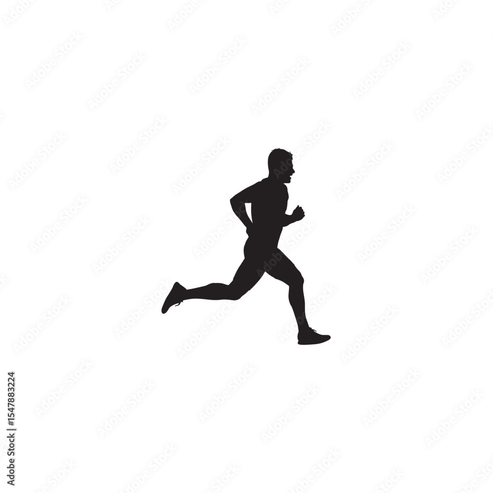 Silhouette of a man running forward on white background vector illustration Silhouette of a man running forward on white background vector illustration