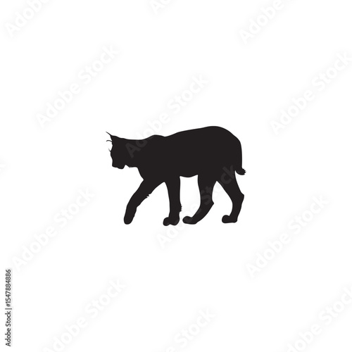 Silhouette of a lynx walking wild cat feline animal wildlife predator illustration