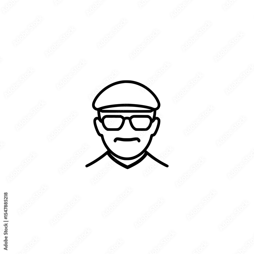 Vector icon of grandfather wearing hat Vector icon of grandfather wearing hat