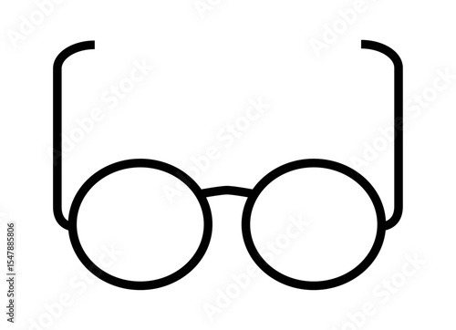 Eyeglasses icon on transparent background, flat line design, vector illustration