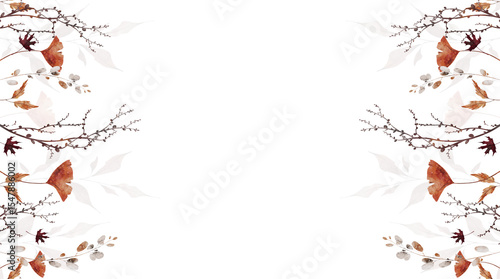 Photos Watercolor autumn seamless border frame