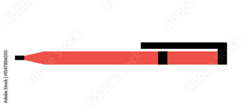 Pen icon, on transparent background, flat line design, vector illustration