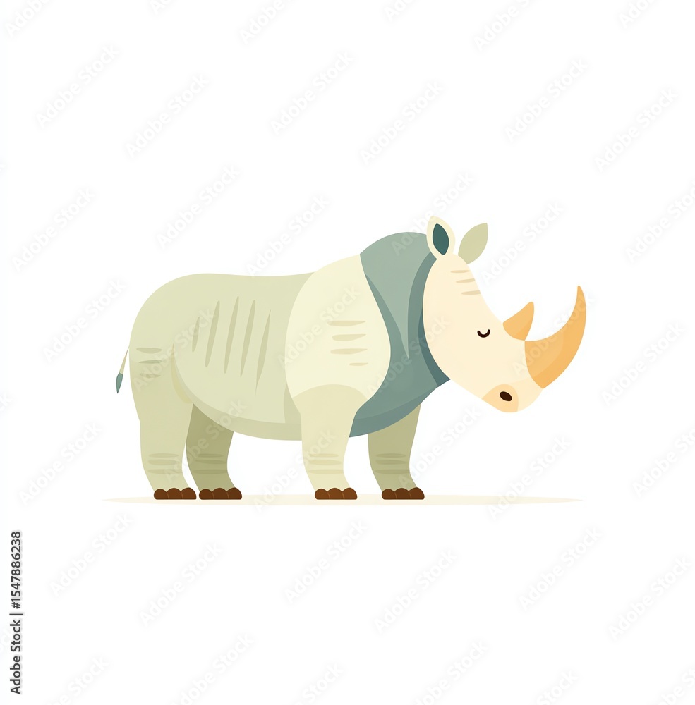 Fototapeta premium Gentle Rhino in Minimalist Style A Serene Wildlife Illustration