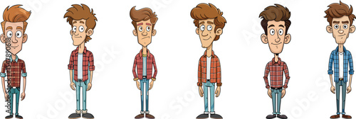 tall man cartoon character set vector illustration