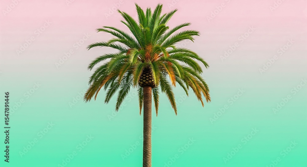 Fototapeta premium Palm tree on pastel background summer tropical vacation destination travel nature beach aesthetic wallpaper art