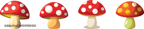 Red mushroom set vector illustration