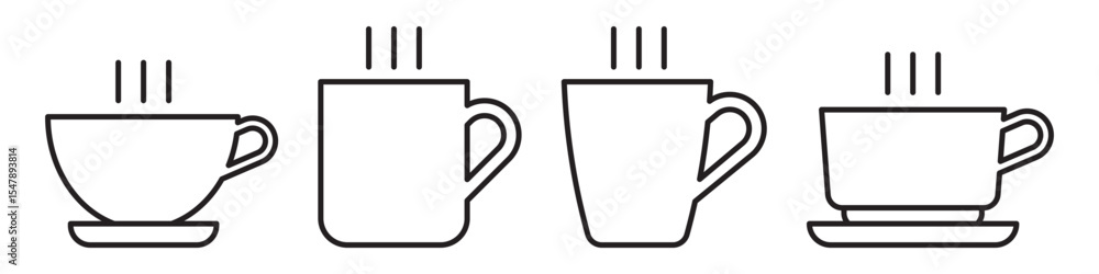 Cup icons set. Coffee, tea, and beverage line symbols collection Cup icons set. Coffee, tea, and beverage line symbols collection
