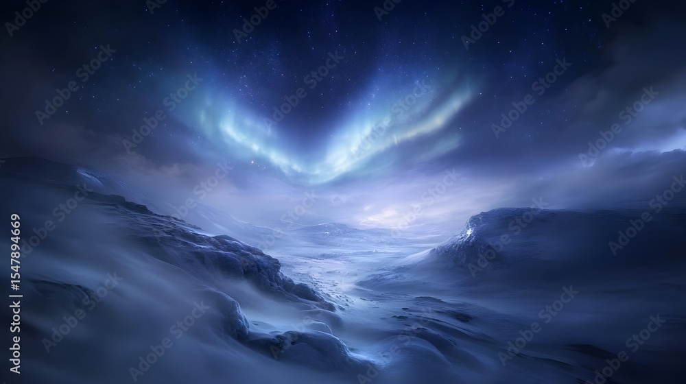Fototapeta premium Aurora borealis, Northern lights, Aurora, Arctic Aurora Borealis Winter Landscape