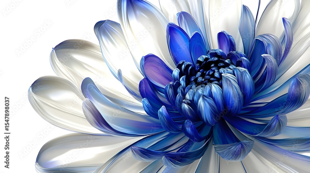 Fototapeta premium Abstract, Flower, Blossom, Blue and White Abstract Flower